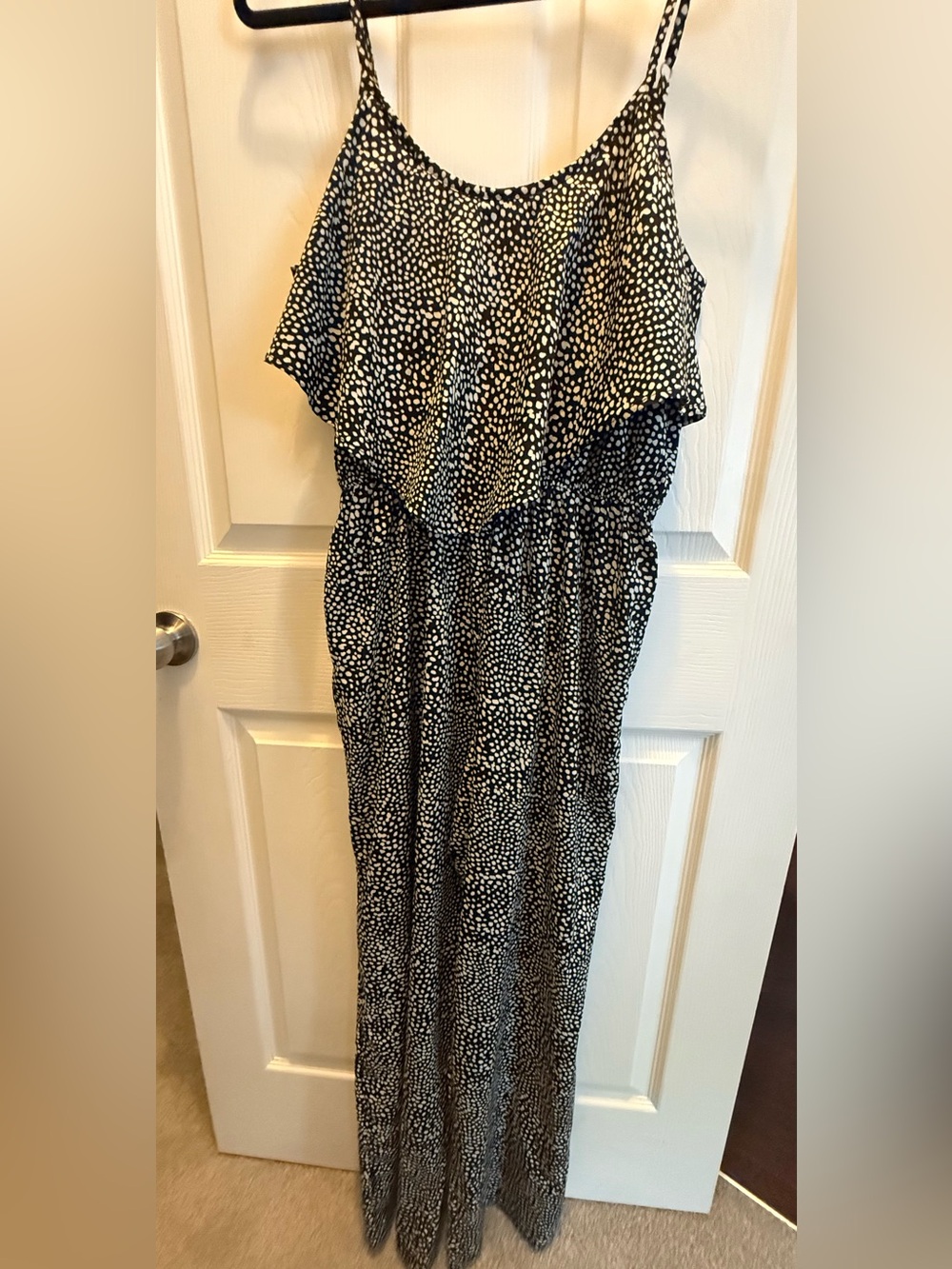 Bar III Black and White Dot Maxi Dress